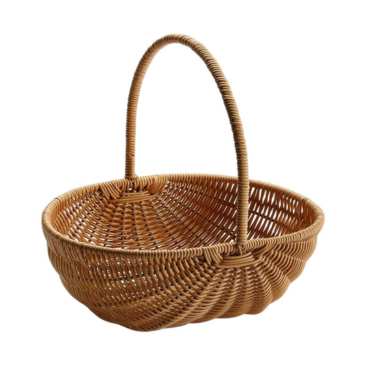 Hand Woven Fungi Basket with Handle - Handmade Wicker Mushroom Basket